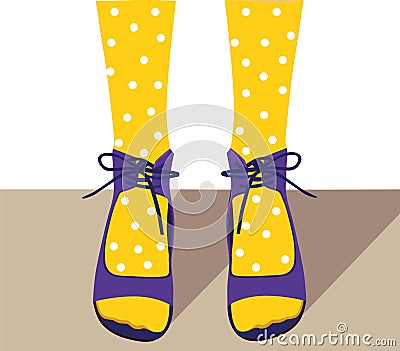 Legs in yellow tights on a white background Vector Illustration