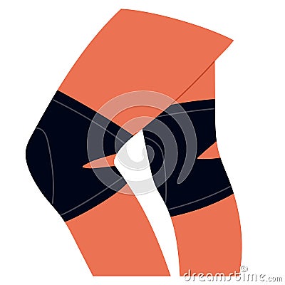 Female legs with protective knee pads. Safety equipment for dancing, fitness and sport. Protect the knee joint lifestyle Cartoon Illustration
