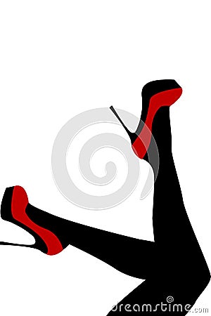 Female legs wearing red shoes with high heels Vector Illustration