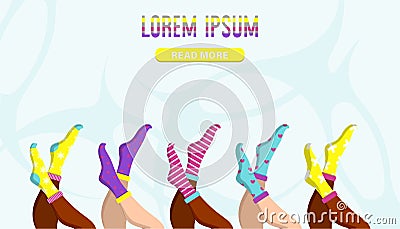 Female legs in winter socks. Flat vector illustration Vector Illustration