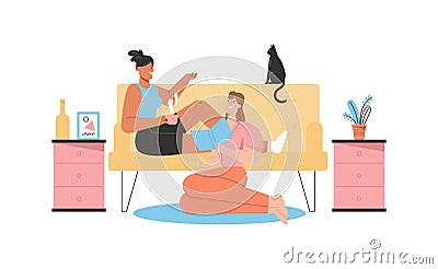 Female LGBT couple or family living together Vector Illustration