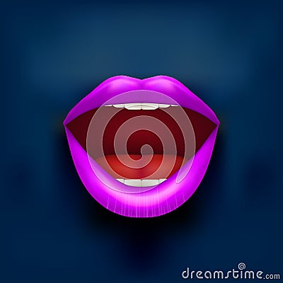 Female lips on dark background Stock Photo