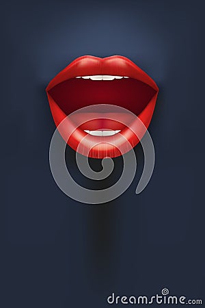 Female lips on dark background Stock Photo