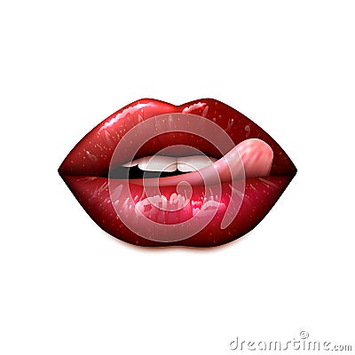 Female Lips Make Up Vector Illustration