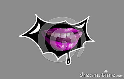 Female lips in the style of graffiti, can be used as a sticker, icon Stock Photo