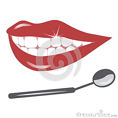 Female lips with white teeth. Vector Illustration