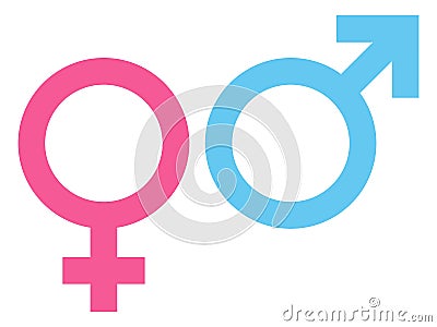 Female And Male Icon Pink And Blue Vector Illustration