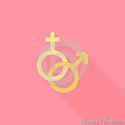 Female and male sign icon, flat style Vector Illustration