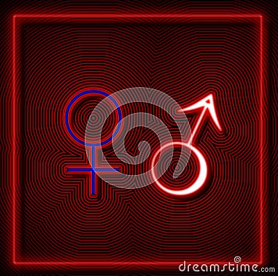 Female and male sign neon Stock Photo