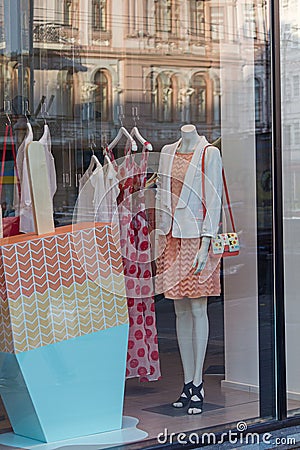 Female mannequin in a shop window Stock Photo