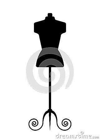 Female mannequin for tailor, black dummy in flat style. Sewing logo design - stock vector illustration. Vector Illustration