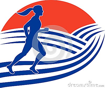 Female marathon runner race Stock Photo