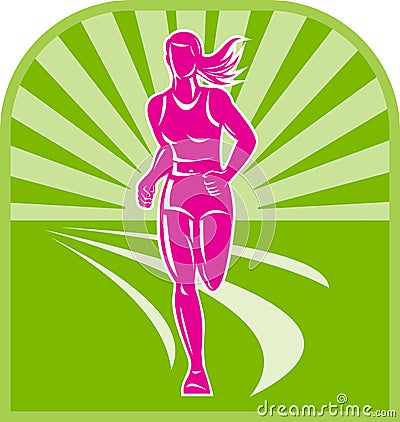 Female marathon runner running Stock Photo