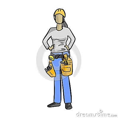 Female mechanic or plumber handyman vector illustration sketch h Vector Illustration