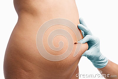 Female mid section pinched Stock Photo