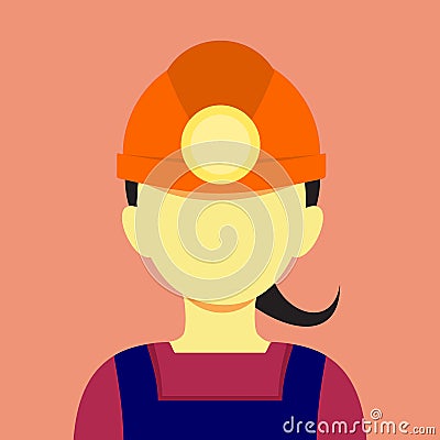 Female Miner Flat Style Mining Vector Illustration Graphic Vector Illustration