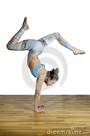 Female Model Adho Mukha Vrksasana Variation Handstand Stock Photo