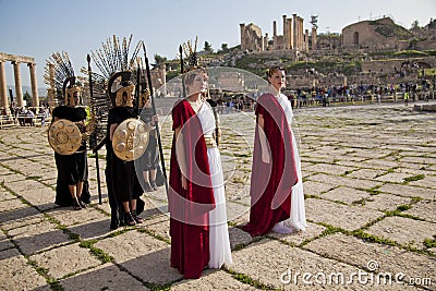 Female model dressed in ancient Roman costume Editorial Stock Photo