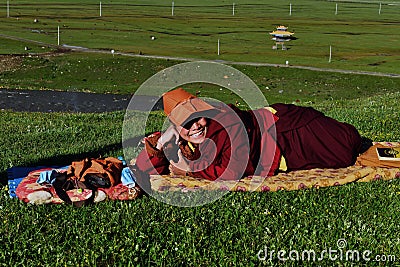 Female Monks in Tibet Editorial Stock Photo