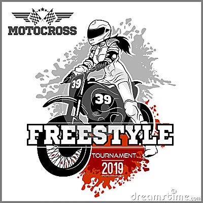 Female Motocross Vector Design Illustration - on white background Vector Illustration
