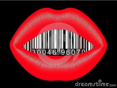 Female mouth with barcode Vector Illustration