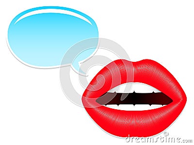 Female mouth with speech bubbles Vector Illustration