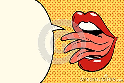 Female mouth tongue moves Vector Illustration