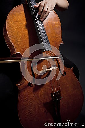 Female Musician Playing Violoncello Stock Photo