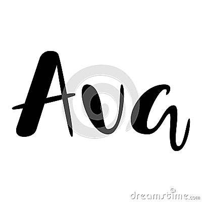 Female name - Ava. Lettering design. Handwritten typography. Vector Vector Illustration