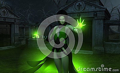 Female necromancer sorcerer Stock Photo