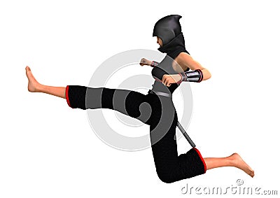 Female Ninja on White Stock Photo