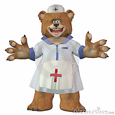 Female Nurse Bear Stock Photo