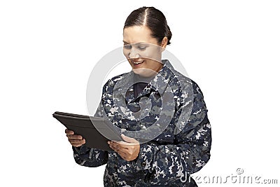 Female officer performing oath Stock Photo