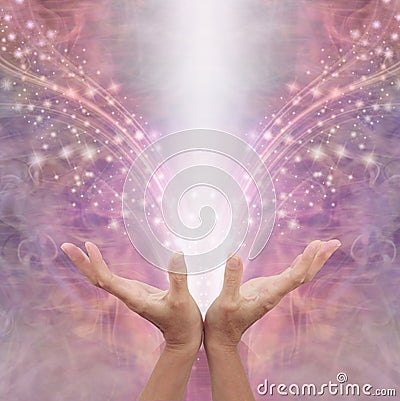 Sending out Reiki healing energy across the ether Stock Photo