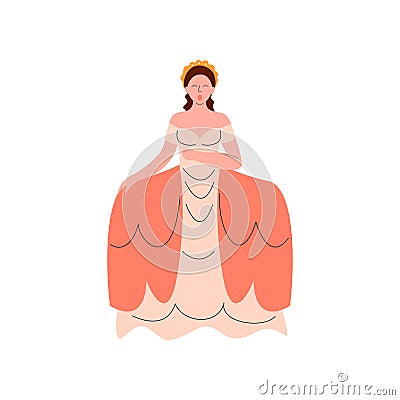 Female Opera Singer Performing On Stage, Beautiful Woman Giving Representation in Ancient Long Dress Vector Illustration Vector Illustration