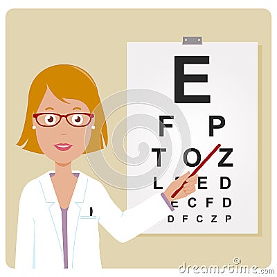 Ophthalmologist using the eye chart. Vector illustration Vector Illustration