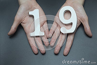 On the female palms figure nineteen. Stock Photo