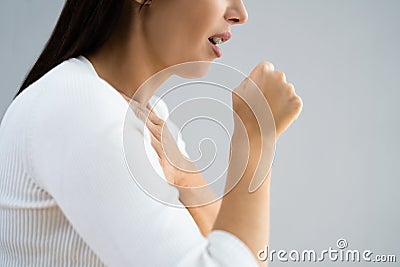 Female Patient With Bronchitis Disease Stock Photo