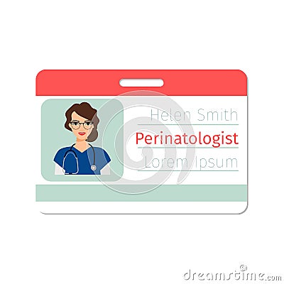 Female perinatologist medical specialist badge Vector Illustration