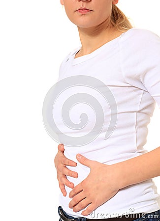 Female person feeling unwell Stock Photo