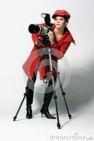 Female photographer Stock Photo