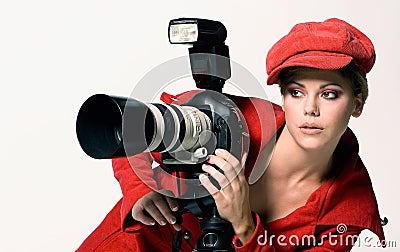 Female photographer Stock Photo