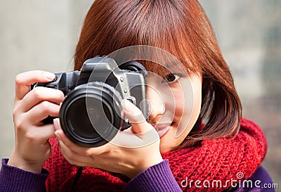 Female photographer Stock Photo