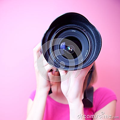 Female photographer Stock Photo