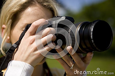Female photographer Stock Photo