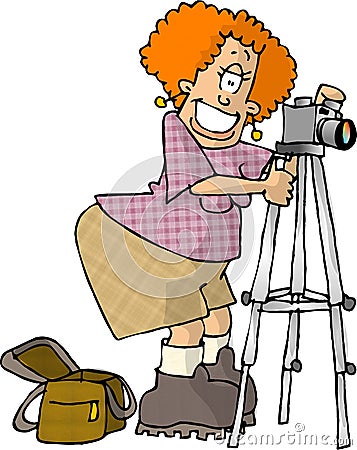 Female Photographer Cartoon Illustration