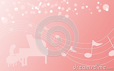 A Female Pianist, Musical Notation Stock Photo