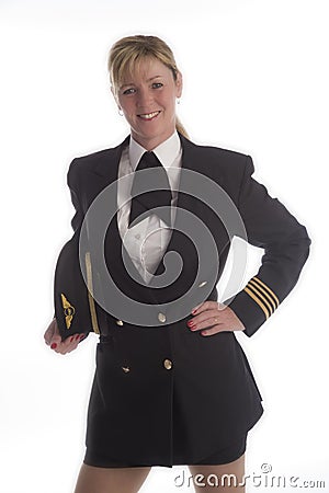 Female pilot in uniform Stock Photo