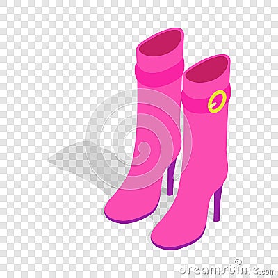 Female pink high boots isometric icon Vector Illustration