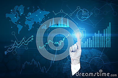 Female pointing at business chart Stock Photo